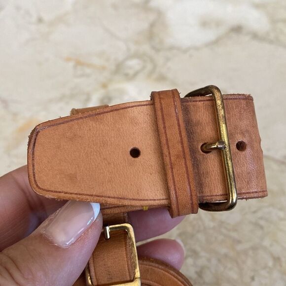 Vintage Louis Vuitton Vachetta Leather Luggage Tag & Poignet - Picture 11 of 15
